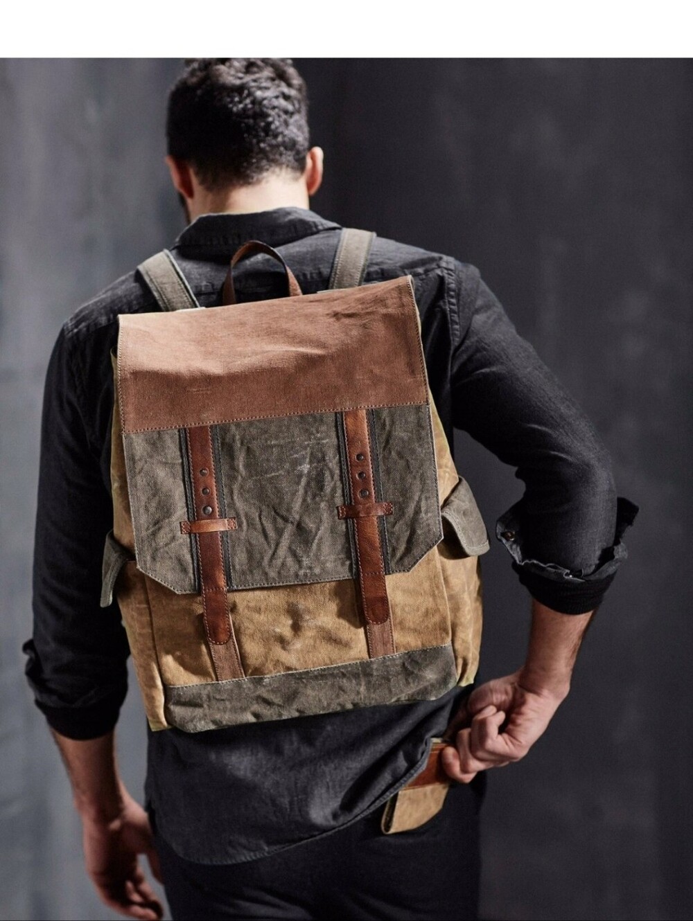 Mona B Canvas Military Tarp Sebastian Travel Backpack Distressed Pockets